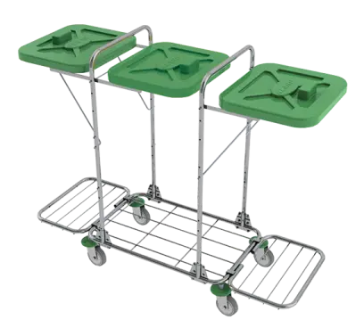 VK 120 - 3R vozík na třídění odpadu a prádla, ruční otevírání plast - VK - zelený